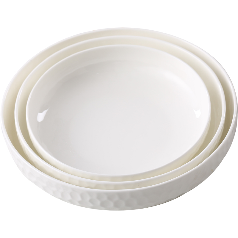 加大加深口圆菜盘子家用蒸蛋盘碗陶瓷纯白瓷釉下彩骨瓷餐具盘碟子-图3