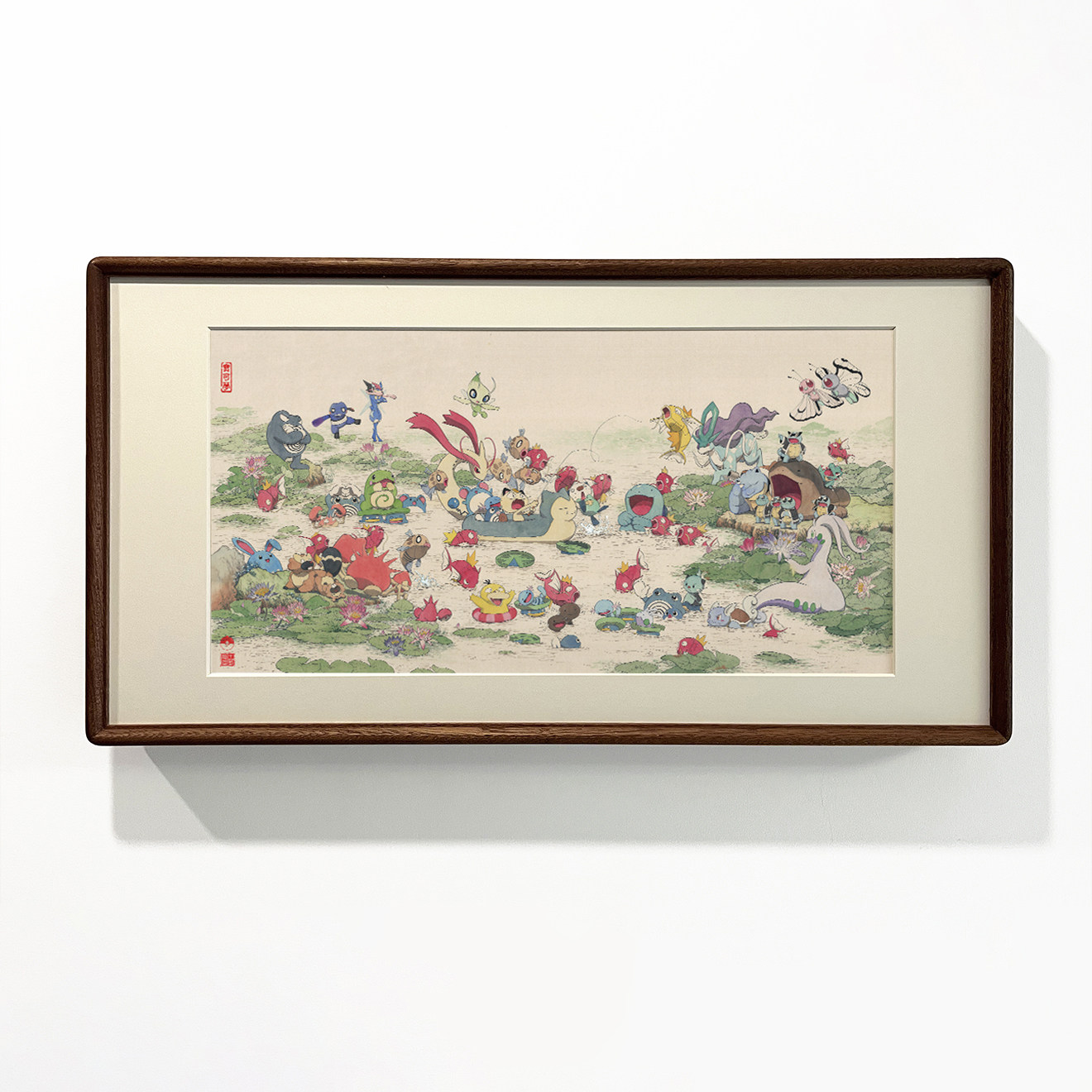 《金色传说》中国风宝可梦睡莲国画创意沙发背景装饰画高清喷绘,淘宝优惠券,粉丝福利购,淘宝优惠卷