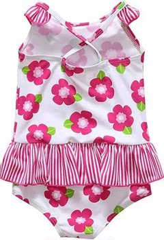 INS baby girl summer style sling flower print striped skirt cute and fashionable one-piece swimsuit trendy