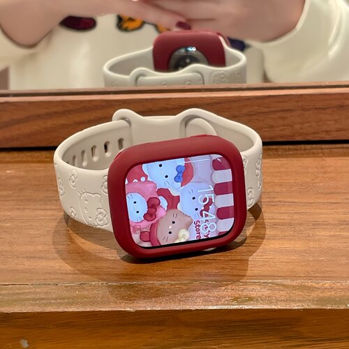 KT凯蒂猫印花硅胶蝴蝶扣表带适用applewatch11苹果手表S10iwatch9 - 图1