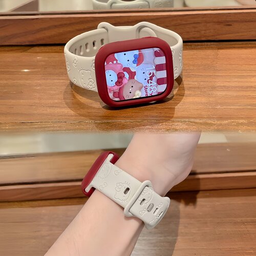 KT凯蒂猫印花硅胶蝴蝶扣表带适用applewatch11苹果手表S10iwatch9 - 图0