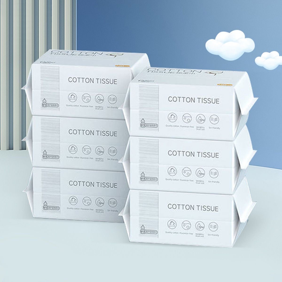 可心柔婴儿棉柔亲肤干湿两用纯棉棉柔巾新生儿洗脸巾100抽6包整箱,淘宝优惠券,粉丝福利购,淘宝优惠卷