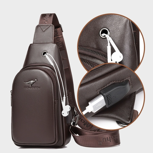 Нагрудная сумка для отдыха, сумка на одно плечо, кожаная сумка через плечо, рюкзак, из натуральной кожи, воловья кожа, в корейском стиле