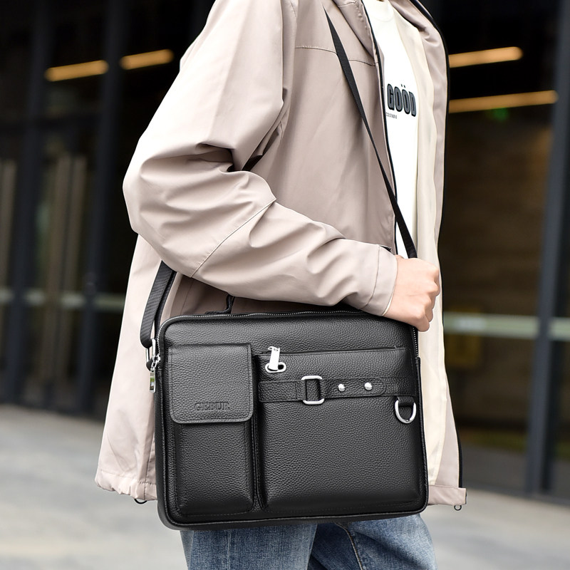 头层牛皮男包手提包商务单肩斜挎包横款男士包包真皮公文包斜跨包,淘宝优惠券,粉丝福利购,淘宝优惠卷