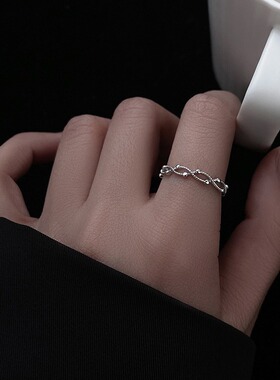 镂空戒指2021年新款轻奢交叉可调节食指戒简约个性闺蜜指环女