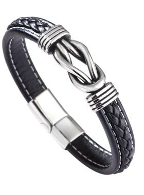 欧美跨境皮手链地摊饰品钛钢配件复古个性朋克风男士手镯真皮手链