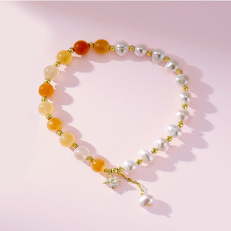 淡水珍珠闺蜜有弹性珠子金色女手链 lonel洛奈手链