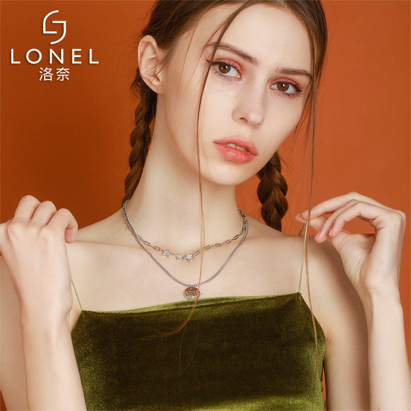 双层锁骨链ins嘻哈潮简约毛衣链子 lonel洛奈项链