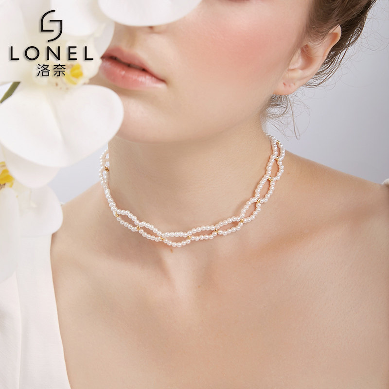 女2022年新款圆圈串珠小米粒锁骨链 lonel洛奈项链