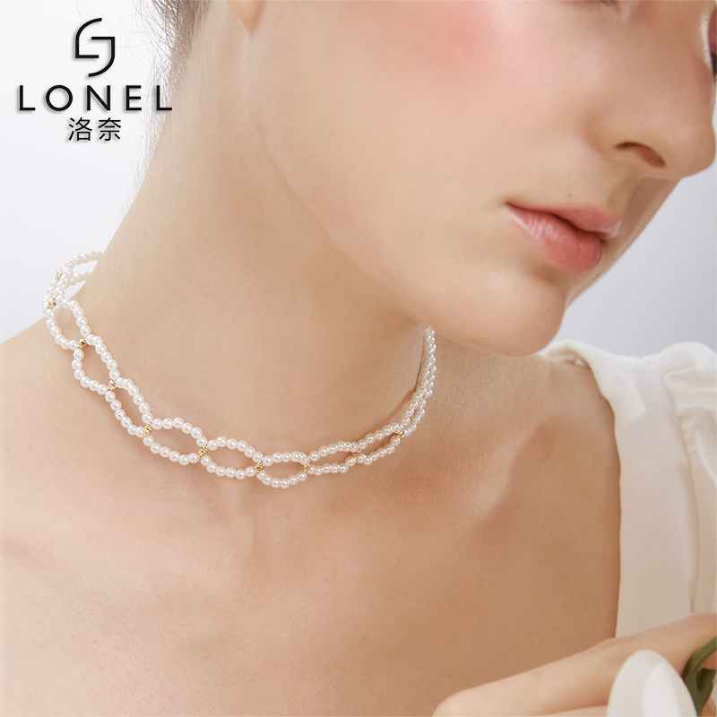 女2022年新款圆圈串珠小米粒锁骨链 lonel洛奈项链