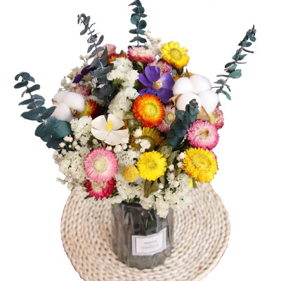 天然干花真花玫瑰满天星勿忘我雏菊向日葵花束北欧风装饰拍摄道具 虎窝淘