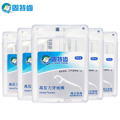 固特齿弓形牙线棒50支盒装共剔牙线 固特齿居家日用牙线/牙线棒