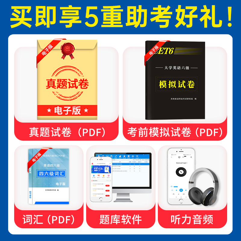 【赠91课时精讲视频+含6月真题】备考2023年12月六级英语真题试卷四六级历年真题卷子考试资料写作阅读理解词汇书籍全套试题卷套题-图2