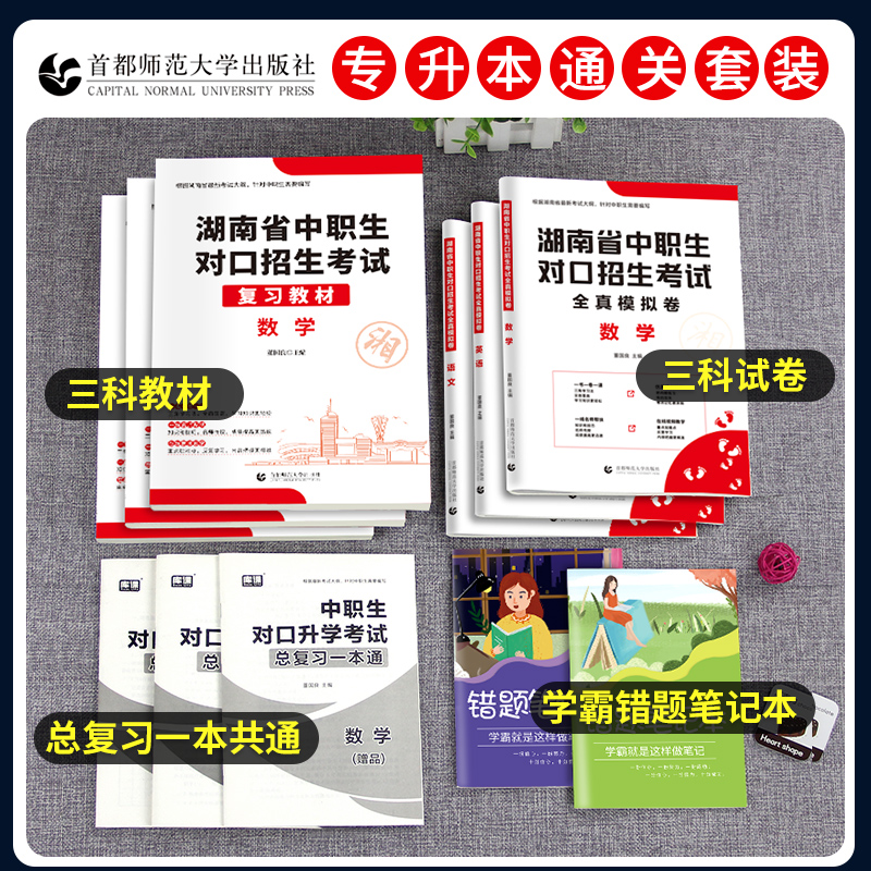 湖南省2024年中职生对口升学招生总复习资料中专升大专教材2023版职高扩招单招考试全真模拟试卷高职高考三校生分类考数学英语语文 - 图1