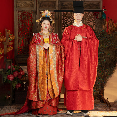 卿如故原创汉服宋制情侣婚服套装礼服嫁衣凤冠霞帔圆领袍敬酒出阁 - 图1