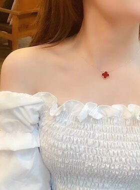 纯银幸运四叶草项链女ins简约锁骨链吊坠女友生日礼物2024新