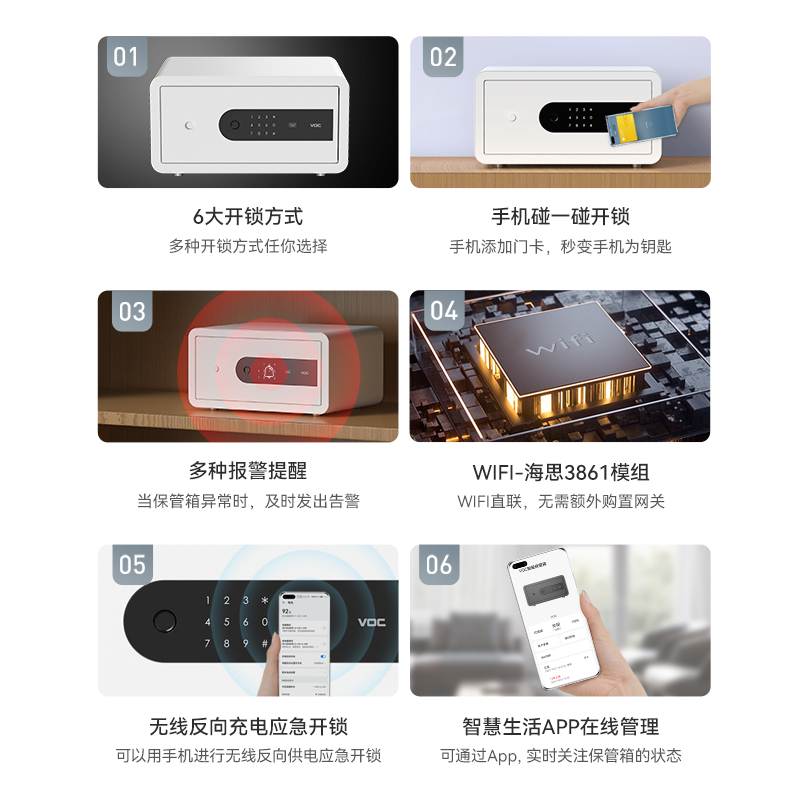 VOC保管箱保险柜家用小型密码指纹防盗智能保管盒办公室文件柜 - 图0