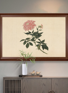 《粉靥》中式美学玄关走廊客厅装饰画高级感艺术挂画肌理画中古风