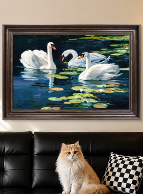 法式中古玄关油画|《天鹅湖》欧洲艺术复古风客厅装饰画走廊挂画