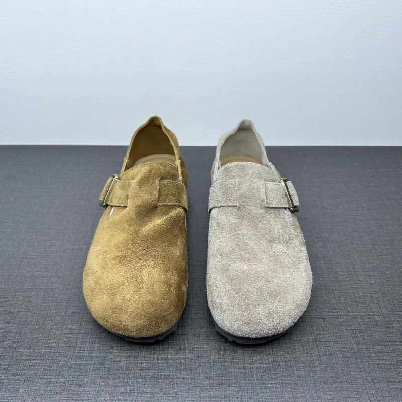 品牌撤柜处理牛皮勃肯鞋女春秋圆头平底皮带扣一脚蹬全包气质单鞋,淘宝优惠券,粉丝福利购,淘宝优惠卷