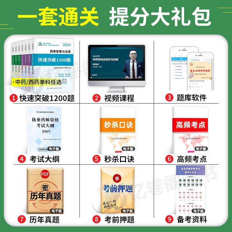 执业药药师2024年1200全套中药师西药职业证习题试卷历年真题库试题习题集2023药学专业一二药事管理法规中药学综合知识与技能2000 - 图1