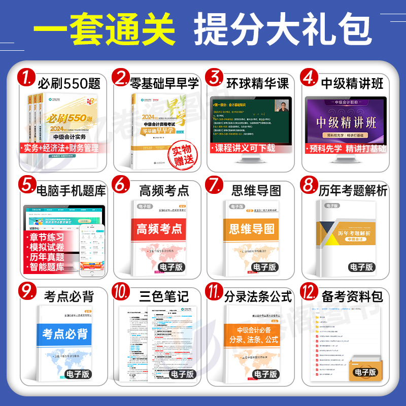 正保2024年中级会计师职称实务经济法财管必刷550题历年真题试卷考试教材官方章节练习题习题试题刷题习题册24资料必刷题纸质题库-图2