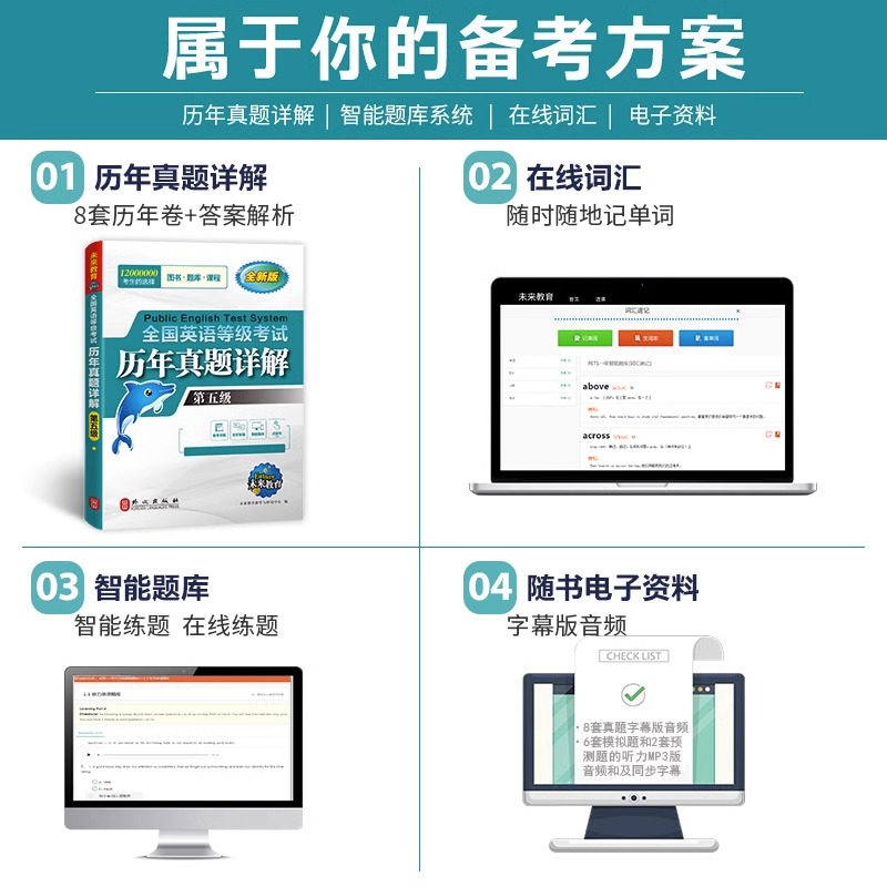 未来教育2023年全国公共英语等级考试五级pets5历年真题库详解第五级模拟试卷包云南省2024专升本三级词汇单词习题试题pet教材书23 - 图1