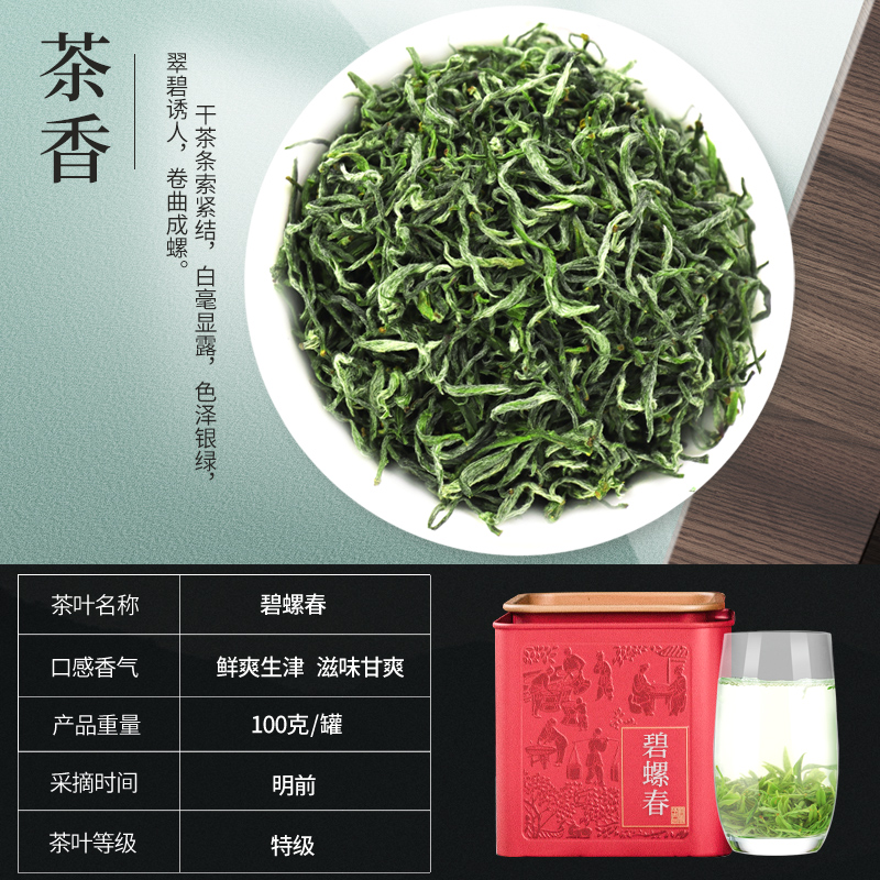 2024新茶碧螺春明前头采特级春茶浓香型绿茶嫩芽苏州毛尖散装茶叶