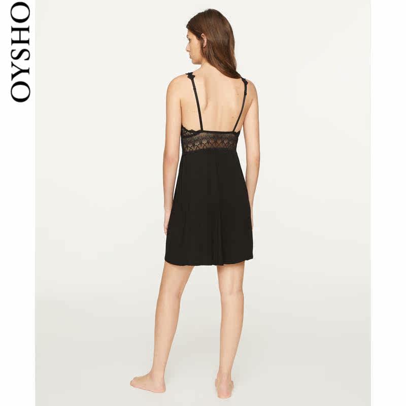 oysho蕾丝轻质胸垫无钢圈居家睡裙 oysho睡裙