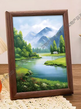 流水生财入户进门装饰画客厅背景墙挂画玄关走道餐厅山水风景壁画