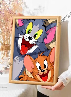 卡通猫和老鼠相框摆台客厅卧室装饰画创意个性摆件送朋友生日礼物