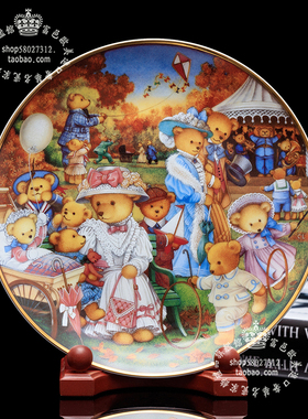 富兰克林泰迪熊全家福陶瓷盘挂盘
