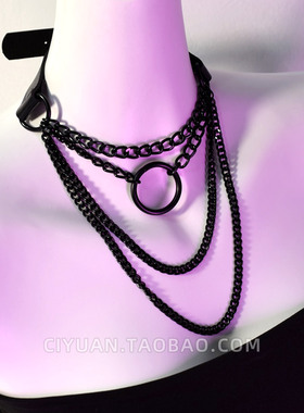 Lolita赛博朋克多层项链纯欲项圈choker亚比亚文化辣妹脖圈配饰