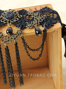朋克哥特蒸汽蕾丝流苏手臂链女