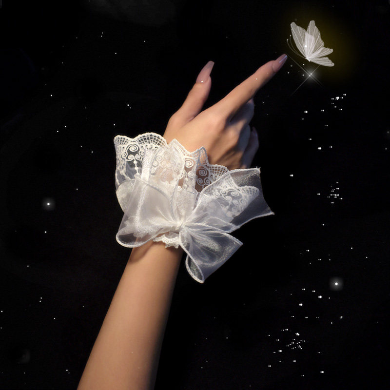 Lolita暗黑洛丽塔蝴蝶结蕾丝手套护腕配饰搭配手部装饰黑色袖套,淘宝优惠券,粉丝福利购,淘宝优惠卷