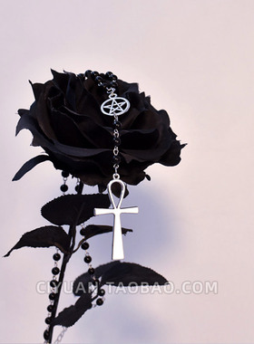 哥特十字架黑亚比项链choker星芒