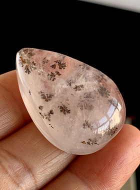 天然水草水晶吊坠锰矿花草纹实物