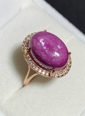 天然红宝石戒指指环食指戒面