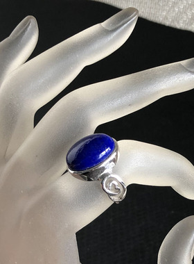 天然青金石戒石艳蓝原色