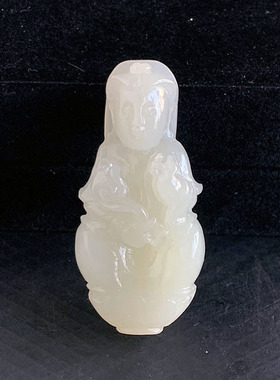 天然和田玉雕刻观音吊坠项坠