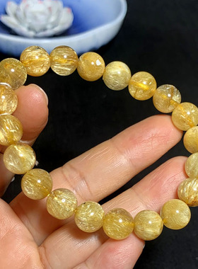 天然金发晶手链黄发晶手串实物