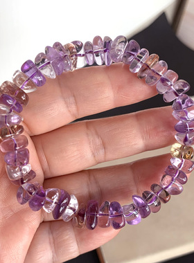 天然紫黄晶随形手链原石水晶首饰