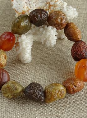 天然阿拉善原石玛瑙筋脉手串