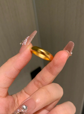 水贝古法黄金戒指泥鳅背戒指情侣对戒足金999纯金指环