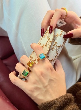 水贝足金999大方糖黄金戒指点钻奢华大冰糖钻戒镶嵌莫桑钻送女友