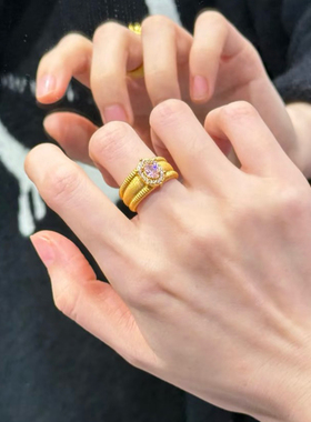 水贝黄金5D莫桑钻拉丝戒指中古鸽子蛋指环女新款足金999送女友