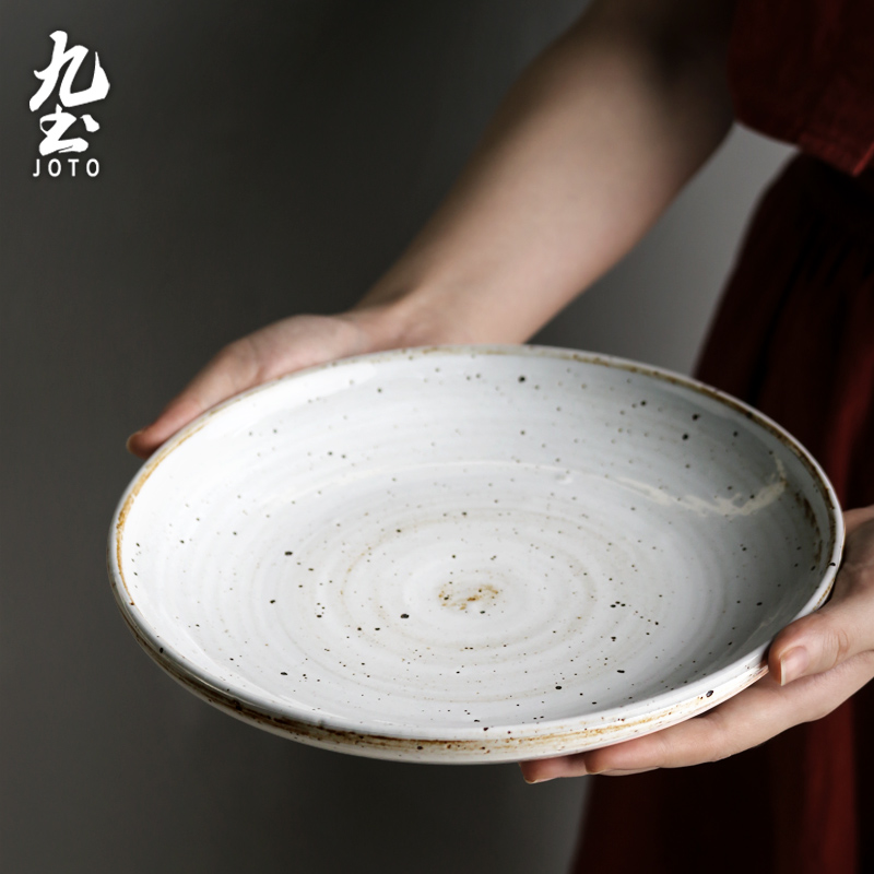 九土手工粗陶餐具套装老式土碗和风陶盘碟子碗盘家用日式粗陶食器