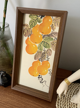纯手绘葫芦摆台五福临门国画桌面摆件新中式茶室装饰画礼品5*10寸