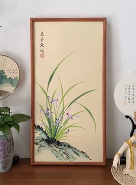 纯手绘竹子国画水墨画客厅书房茶室办公室卧室挂画装饰画35×68cm