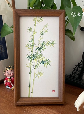 100%纯手绘竹子摆台节节高升国画